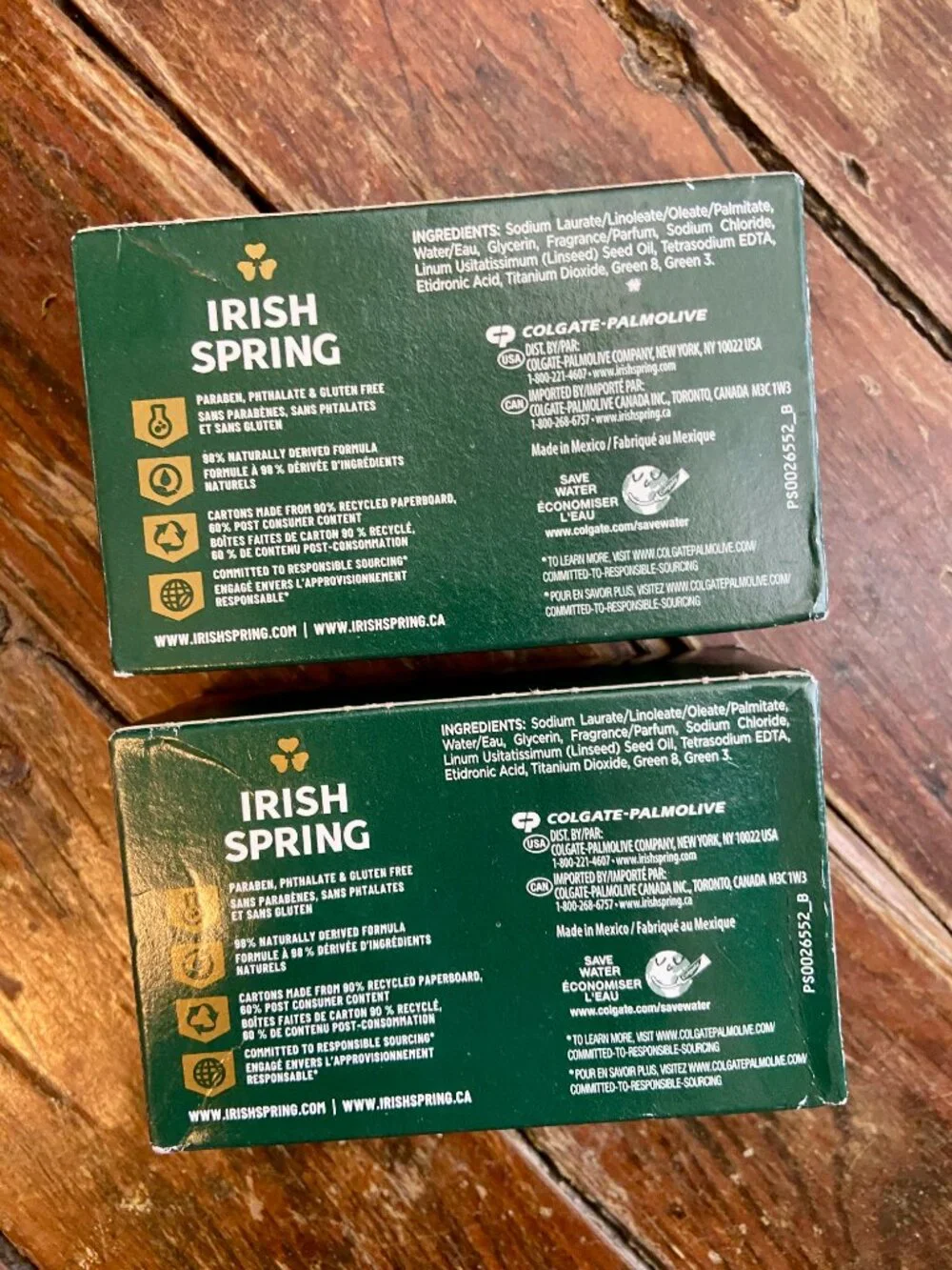 2 Bars ~ Irish Spring Original Clean Deodorant 3.7oz. Bar Soap with Flaxseed Oil